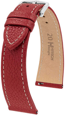 Leather strap Hirsch Bologna 01802160-2, Red, veal, Quick Release