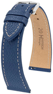 Leather strap Hirsch Bologna 01802180-2, Blue, veal, Quick Release