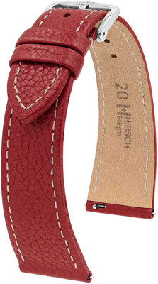 Leather strap Hirsch Bologna L 01802060-2, red, calf leather, length L, Quick Release