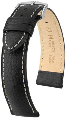 Leather strap Hirsch Boston 01302150NQ-2, black, veal