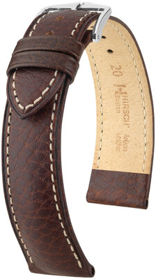 Leather strap Hirsch Boston L 01302010NQ-2, brown, calfskin, length L