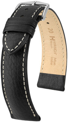Leather strap Hirsch Boston L 01302050NQ-2, black, calfskin, length L