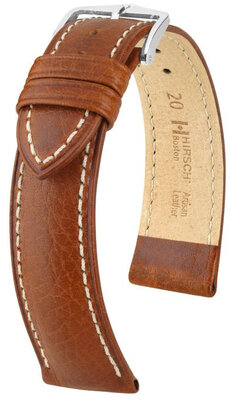 Leather strap Hirsch Boston L 01302070NQ-2, brown, calfskin, length L
