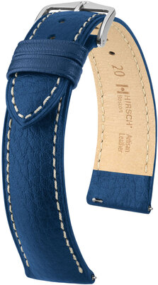 Leather strap Hirsch Boston L 01302080-2, blue, calfskin, length L, Quick Release