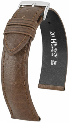 Hirsch Camelgrain XL Leather Strap 01009215-2, brown, calfskin, length XL