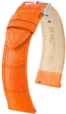 Leather strap Hirsch Duke 01028176-2, orange, veal, Quick Release