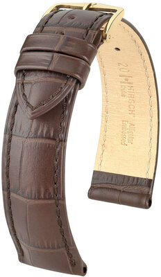 Leather strap Hirsch Duke L 01028010NQ-1, brown, calfskin, length L