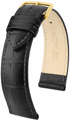 Leather strap Hirsch Duke L 01028050NQ-1, black, calfskin, length L
