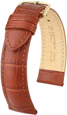 Leather strap Hirsch Duke L 01028070NQ-1, brown, calfskin, length L