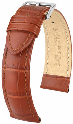 Leather strap Hirsch Duke L 01028070NQ-2, brown, calf leather, length L