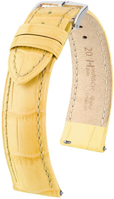 Leather strap Hirsch Duke L 01028072-2, yellow, calf leather, length L, Quick Release