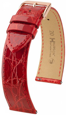 Leather strap Hirsch Genuine Croco L 01808020-7, red, crocodile leather, length L, Quick Release