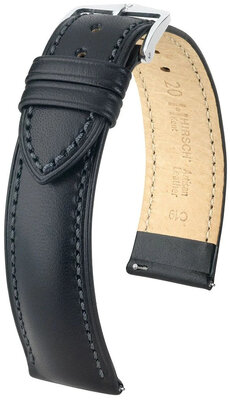 Leather strap Hirsch Kent XL 01002250-2, black, calf leather, length XL, Quick Release
