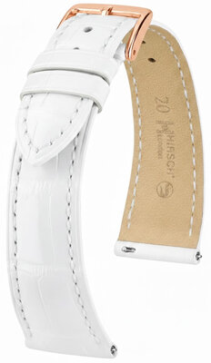 Leather strap Hirsch London 04207100-7, White, alligator skin, Quick Release