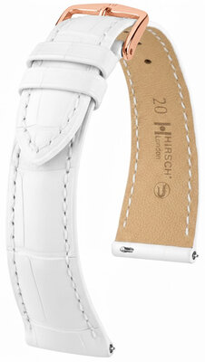 Leather strap Hirsch London 04207109-7, White, alligator skin, Quick Release