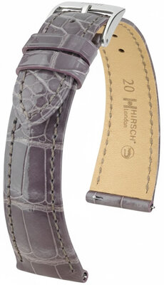 Leather strap Hirsch London 04207112-2, purple, alligator skin, Quick Release