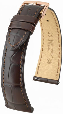 Leather strap Hirsch London 04207117-7, Brown, alligator skin, Quick Release