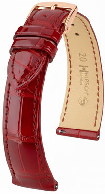 Leather strap Hirsch London 04207120-7, Red, alligator skin, Quick Release