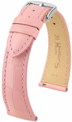 Leather strap Hirsch London 04207122-2, Pink, alligator skin, Quick Release
