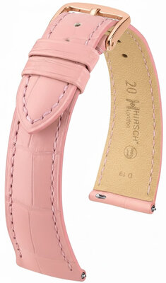 Leather strap Hirsch London 04207122-7, Pink, alligator skin, Quick Release