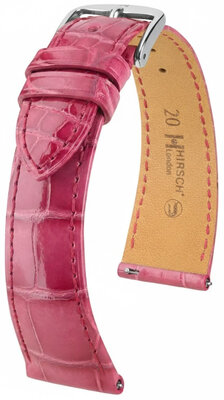Leather strap Hirsch London 04207124-2, Pink, alligator skin, Quick Release