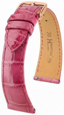 Leather strap Hirsch London 04207124-7, Pink, alligator skin, Quick Release