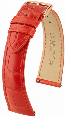 Leather strap Hirsch London 04207129-7, Red, alligator skin, Quick Release