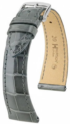 Leather strap Hirsch London 04207130-2, Grey, alligator skin, Quick Release