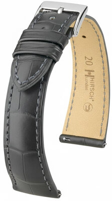 Leather strap Hirsch London 04207139-2, Grey, alligator skin, Quick Release
