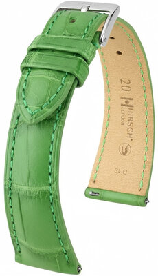 Leather strap Hirsch London 04207142-2, Green, alligator skin, Quick Release