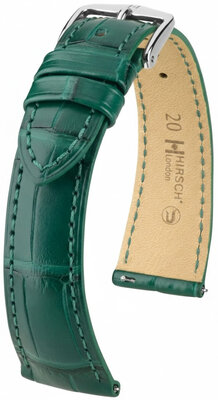 Leather strap Hirsch London 04207149-2, Green, alligator skin, Quick Release