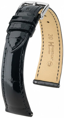 Leather strap Hirsch London 04207150-2, black, alligator skin, Quick Release