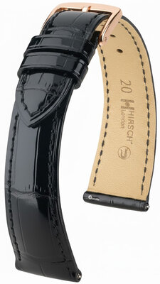 Leather strap Hirsch London 04207150-7, black, alligator skin, Quick Release