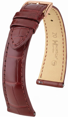 Leather strap Hirsch London 04207169-7, Red, alligator skin, Quick Release