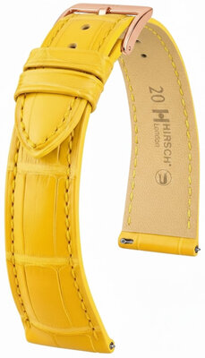 Leather strap Hirsch London 04207172-7, Yellow, alligator skin, Quick Release