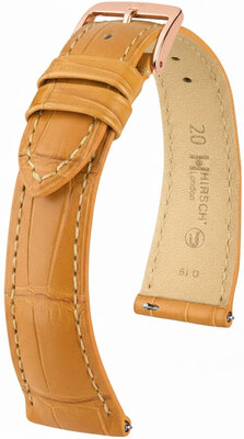 Leather strap Hirsch London 04207175-7, Brown, alligator skin, Quick Release