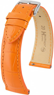 Leather strap Hirsch London 04207176-2, orange, alligator skin, Quick Release