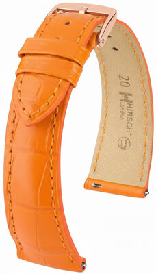 Leather strap Hirsch London 04207176-7, orange, alligator skin, Quick Release
