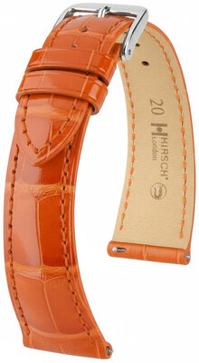 Leather strap Hirsch London 04207177-2, orange, alligator skin, Quick Release