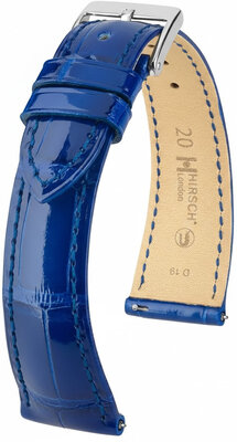 Leather strap Hirsch London 04207182-2, Blue, alligator skin, Quick Release
