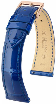Leather strap Hirsch London 04207182-7, Blue, alligator skin, Quick Release