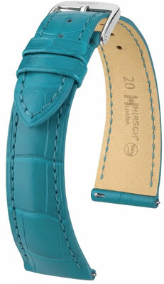 Leather strap Hirsch London 04207183-2, Blue, alligator skin, Quick Release