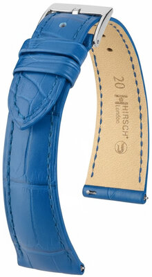 Leather strap Hirsch London 04207185-2, Blue, alligator skin, Quick Release