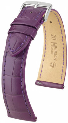 Leather strap Hirsch London 04207186-2, purple, alligator skin, Quick Release