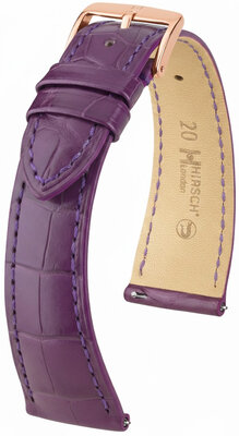Leather strap Hirsch London 04207186-7, purple, alligator skin, Quick Release