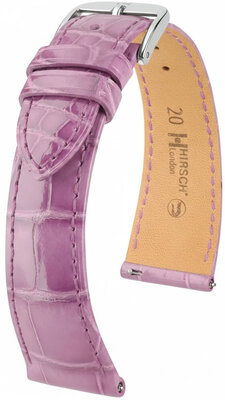 Leather strap Hirsch London 04207187-2, purple, alligator skin, Quick Release