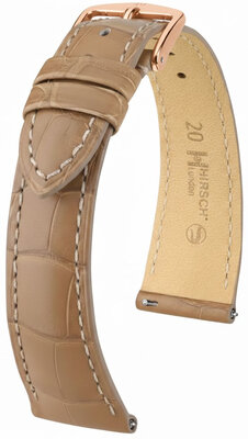 Leather strap Hirsch London 04207199-7, Beige, alligator skin, Quick Release