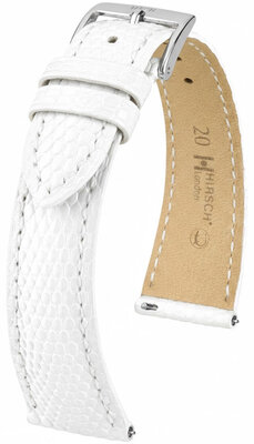 Leather strap Hirsch London 04266100-2, White, lizard skin, Quick Release