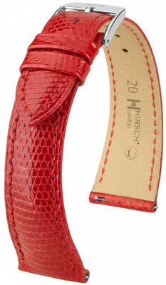 Leather strap Hirsch London 04266120-2, Red, lizard skin, Quick Release