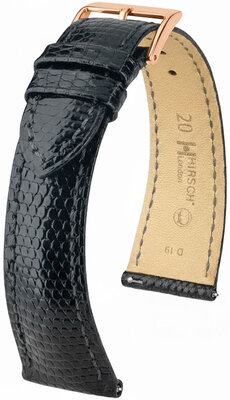 Leather strap Hirsch London 04266150-7, black, lizard skin, Quick Release